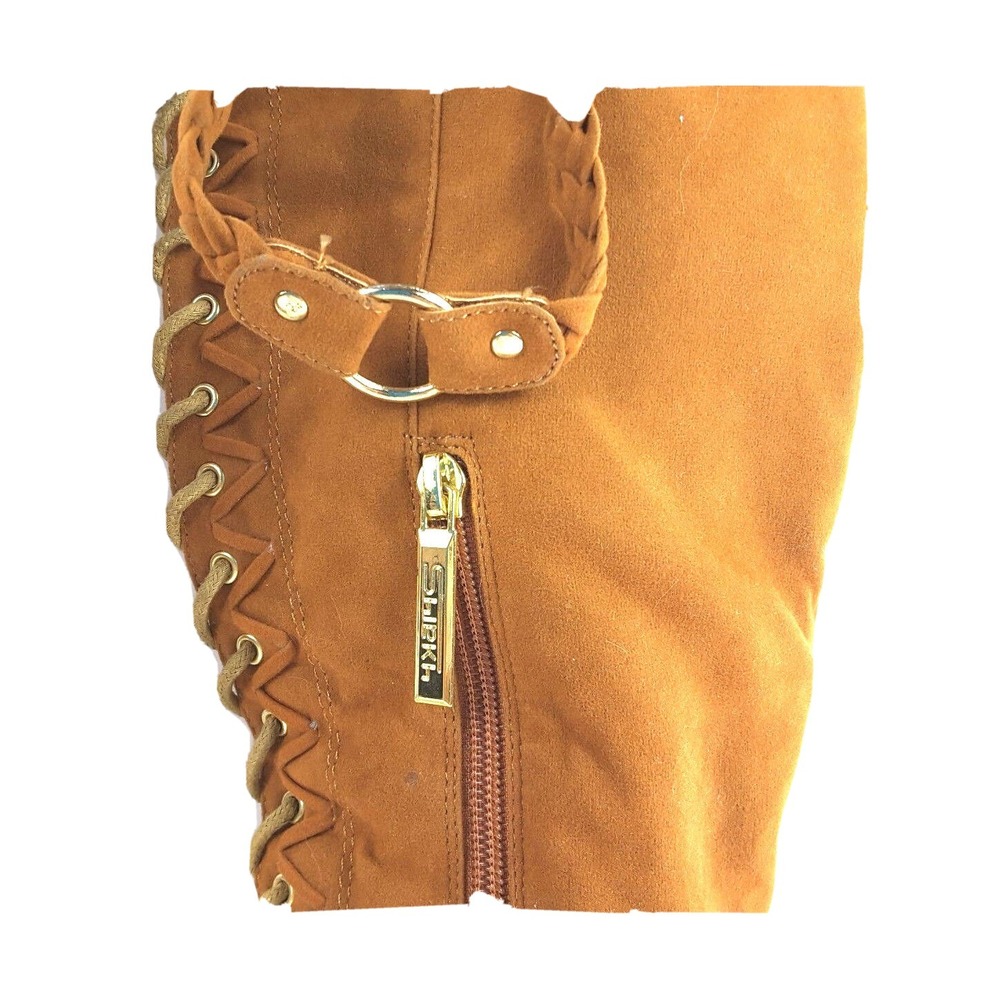 Shiekh Over The Knee Boots Women's Brown Peep Toe 5.5" High Heels Lace Up Sz‎ 7 - Picture 6 of 12